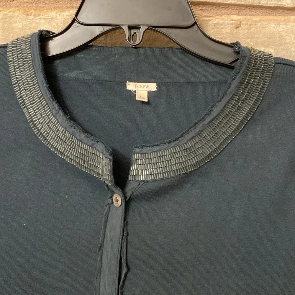 J. Crew Navy Blue Beaded Cardigan Size L